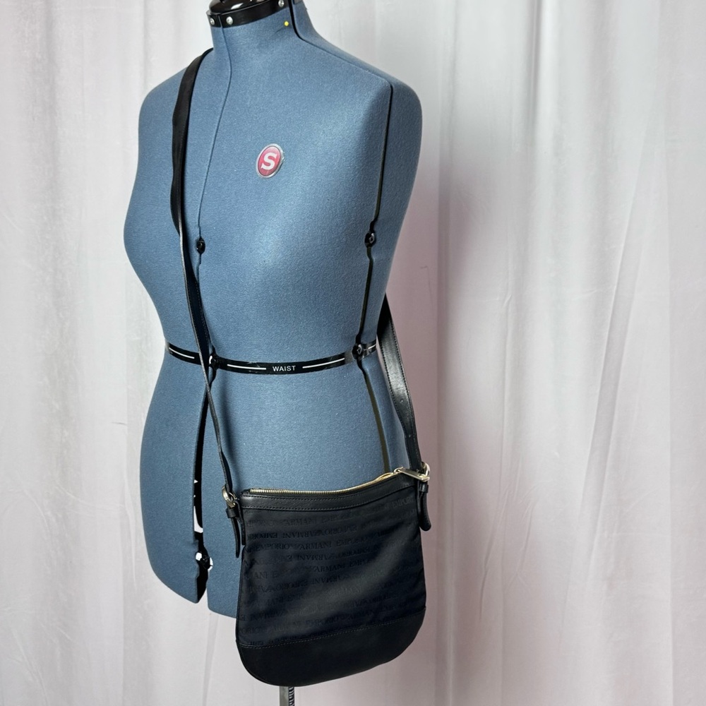 Emporio Armani Black Crossbody Bag with Adjustable Strap and Customized Logo